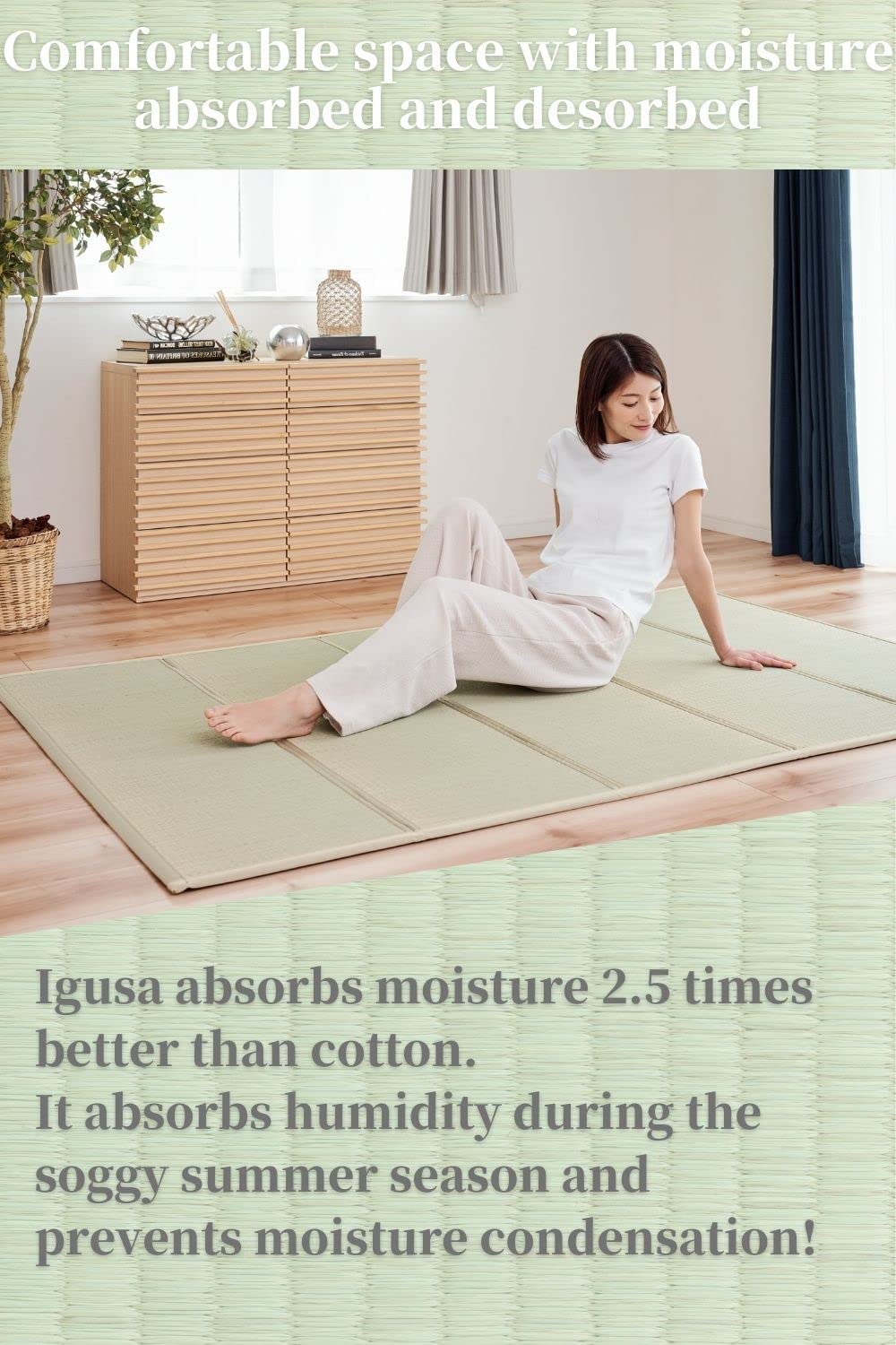 Tatami Mat (Igusa Mattress), Foldable, Rush Grass, Floor Sleeping