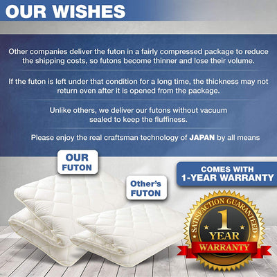 4 inch Thick Ergonomic Comfort Japanese Futon - Futon Japan